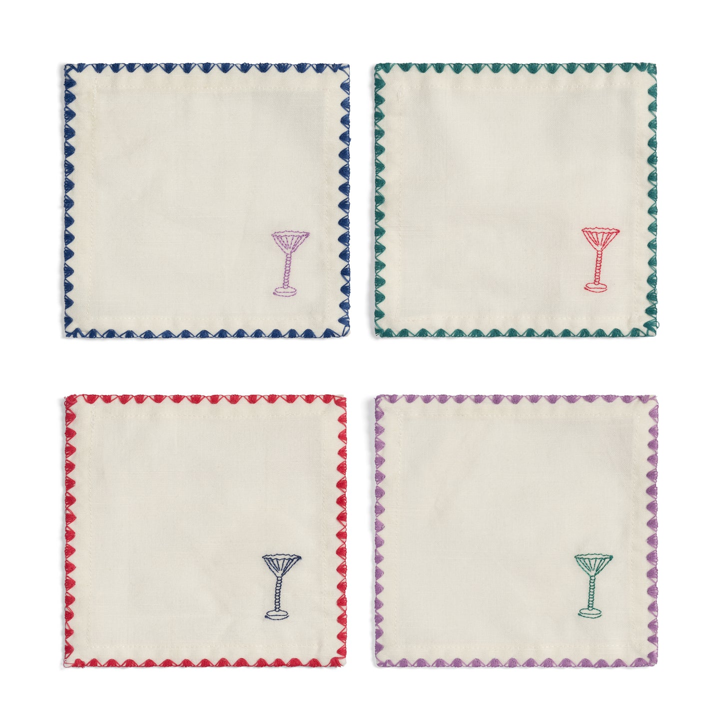 Napkin Coctail zigzag set of 4